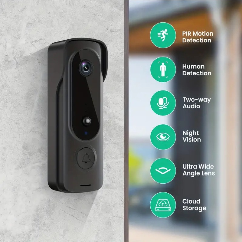 Smart Home Video Doorbell Enhanced Security With Smart Doorbell - Dış Mekan Kablosuz Kapı Zili Güneş