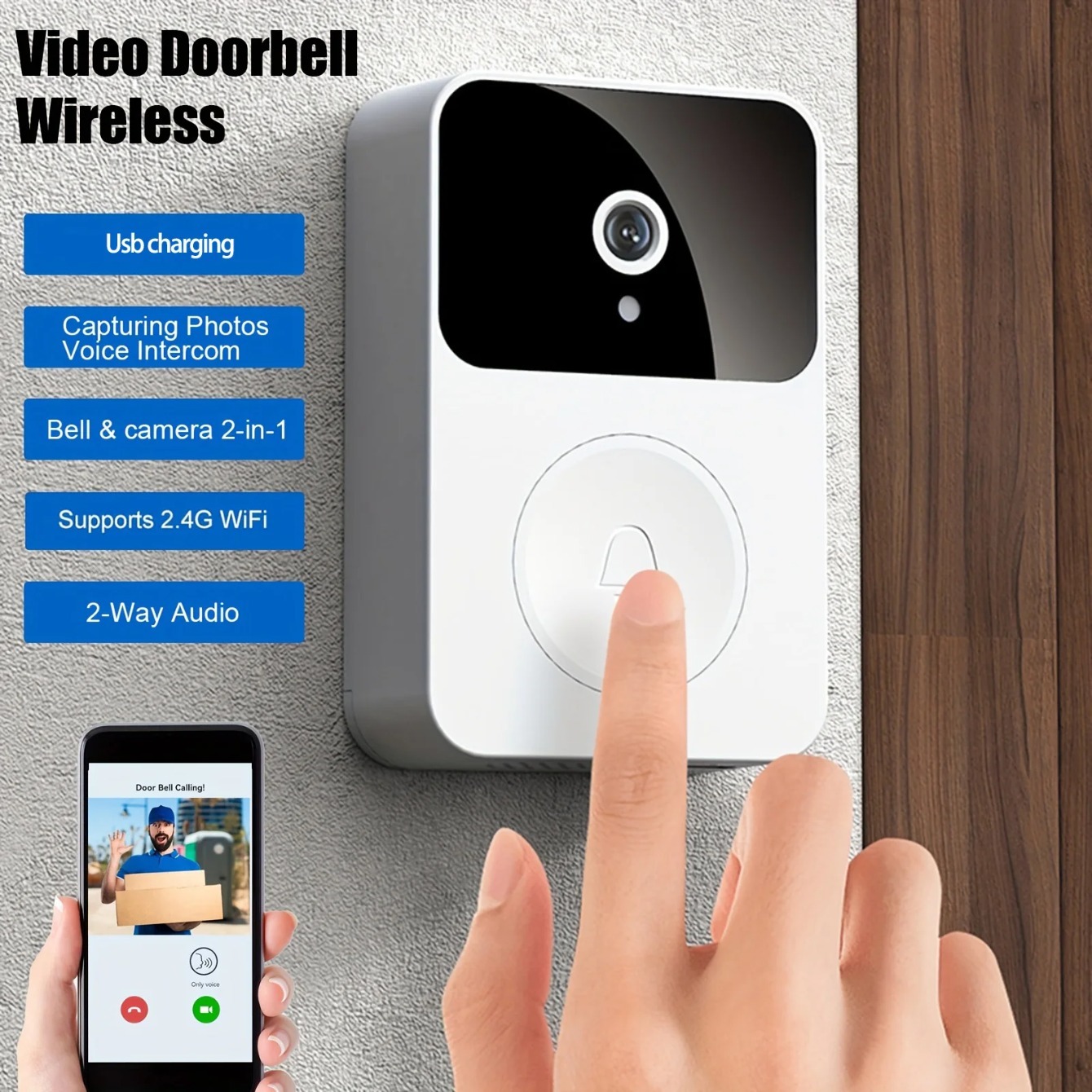 Smart Home Video Doorbell Enhanced Security With Smart Doorbell - WIFI Görüntülü Kapı Zili Kamerası Kablosuz