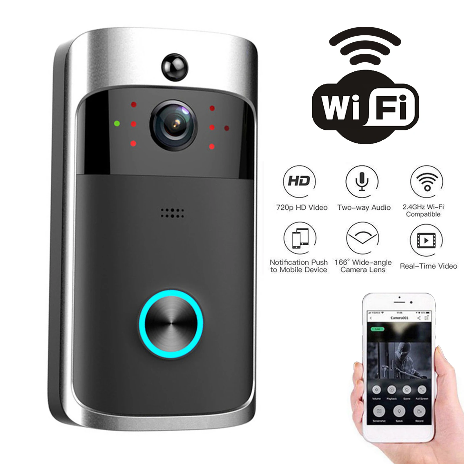 V5 Video kapı zili Wifi kablos - Smart Home Video Doorbell Enhanced Security With Smart Doorbell incelemesi ve fiyatı
