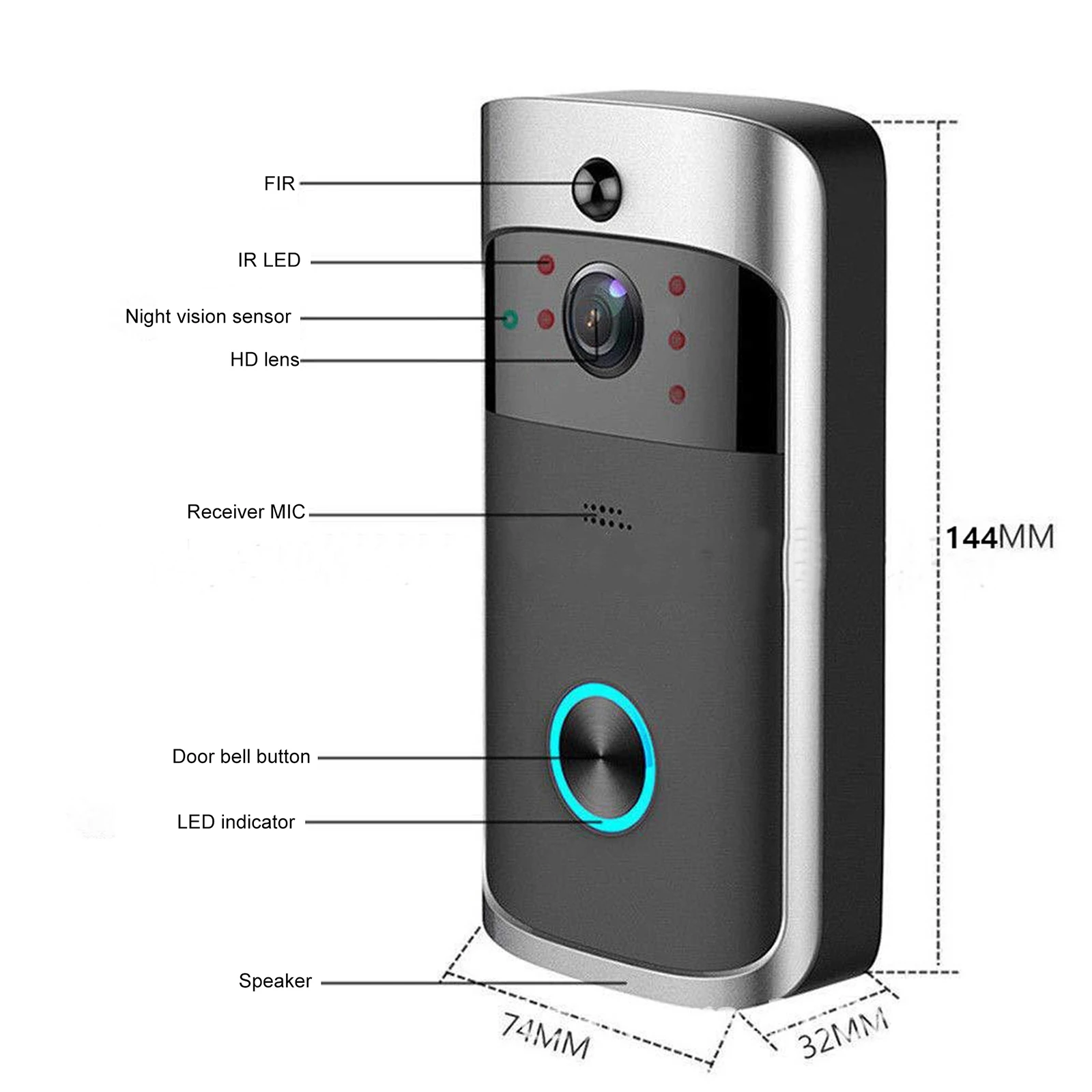 V5 Video kapı zili Wifi kablos - Smart Home Video Doorbell Enhanced Security With Smart Doorbell incelemesi ve fiyatı